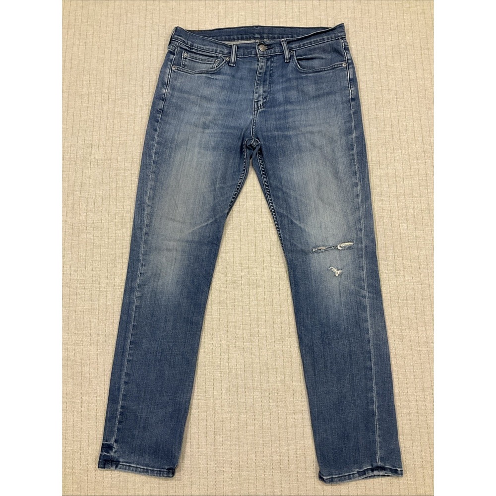 levis 511 Jeans Blue Distressed Zipper Fly 36x32 stretch
